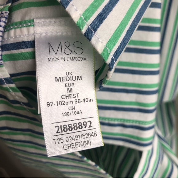 M&S BLUE HARBOUR Regular Fit striped button down dress shirt Sz M - Picture 12 of 12